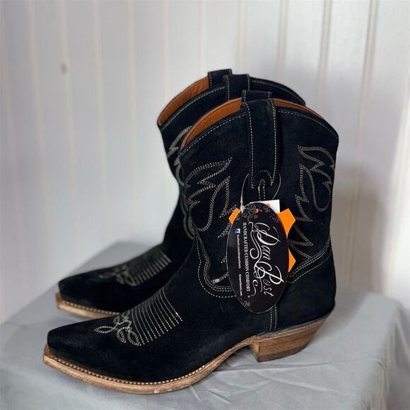 Dan Post DP4060 Women’s 7M Black Suede Snip Toe Western Cowboy Boots NWT - Picture 1 of 9